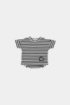 Koszulka z krótkim rękawem w paski czarne i ecru Booso