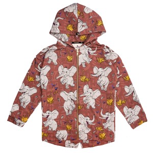 Bluza bawełniana zapinana z kapturem słoniki brązowa Mullido 