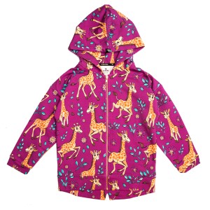 Bluza bawełniana zapinana z kapturem żyrafa różowa Mullido