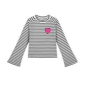 Koszulka z długim rękawem biało - czarne paski Serce Dear Sophie