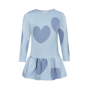 Sukienka bawełniana z falbaną niebieska Serca Dear Sophie 