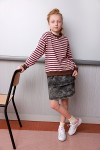 Bluza bawełniana oversize paski różowo - czekoladowe Tuss