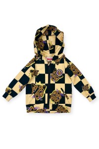 Bluza bawełniana zapinana z kapturem Checker Beast brązowa Hey Popinjay