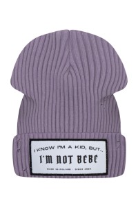 Czapka bawełniana gruby prążek I know I'm a kid fioletowa I'm not Bebe