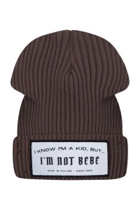 Czapka bawełniana gruby prążek I know I'm a kid brązowa I'm not Bebe