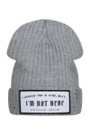 Czapka bawełniana gruby prążek I know I'm a kid szara I'm not Bebe