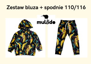 Bluza z kapturem cudowronki czarna i spodni czrne cudowronki rozmiar 110/116 Mullido