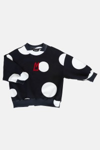 Bluza bawełniana czarna w białe kropki Minikid