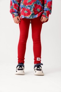 Leginsy bawełniane prążek czerwone Hey Popinjay