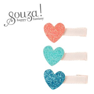 Spinka do włosów Bracha brokatowe, kolorowe serca 3 szt. Souza