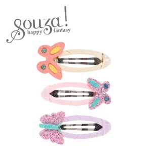 Spinka do włosów owinięta wstążką Xeni z brokatowymi motylami 3 szt. Souza