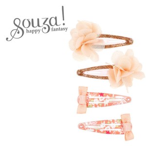 Spinka do włosów Aiva kremowe kwiatki i kokardki 4 szt. Souza