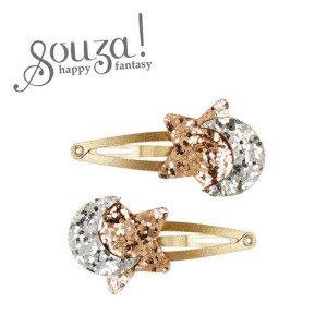 Spinka do włosów Moon-Star srebrno - złoty księżyc i gwiazda 2 szt. Souza