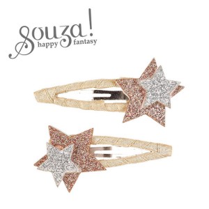 Spinka do włosów owinięta wstążką Sarina z brokatowymi złoto-srebrnymi gwiazdkami 2 szt. Souza