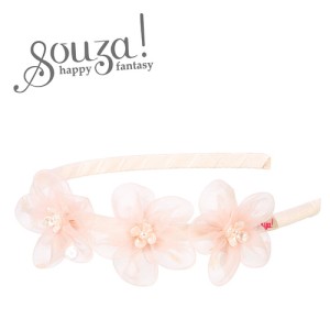 Opaska do włosów z tiulowymi różowymi kwiatkami Pia Souza