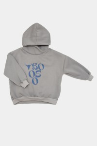 Bluza bawełniana z kapturem szeroka szara 125 Booso