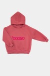 Bluza ocieplana bawełniana z kapturem malinowa 135 Booso