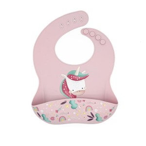 Śliniak silikonowy z kieszonka Jednorożec fioletowy Sassi