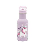 Butelka na wodę - bidon ze stali nierdzewnej 500 ml Jednorożec fioletowy Sassi