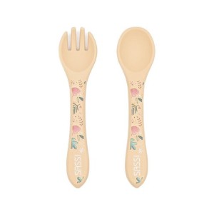 Sztućce silikonowe dla dzieci Leniwiec beżowy Sassi