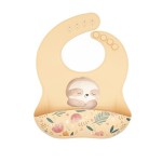 Śliniak silikonowy z kieszonka Leniwiec beżowy Sassi