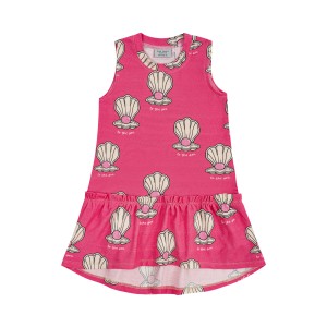 Sukienka bawełniana letnia z falbanką muszelki różowa Dear Sophie