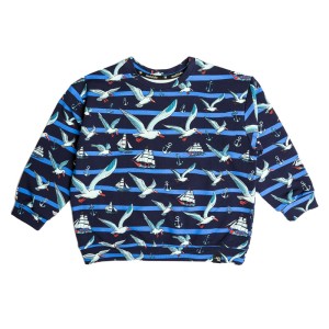 Bluza bawełniana oversize Albatrosy granatowa Mullido