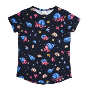 Koszulka z krótkim rękawem bawełniana Krab czarny Mullido