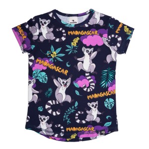 Koszulka z krótkim rękawem bawełniana Lemur granatowa Mullido