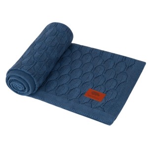 Kocyk bambusowy ażurowy granatowy 80x100 Samiboo