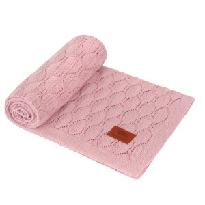 Kocyk bambusowy ażurowy Różowy 80x100 Samiboo