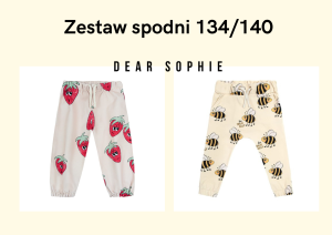Zestaw dwóch par spodni truskawka i pszczółka 134/140 Dear Sophie