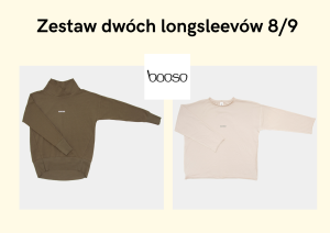 Zestaw dwóch koszulek z długim rękawem zielona i beżowa 8/9 Booso