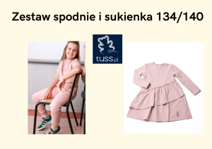 Zestaw spodnie różowe i sukienka różowa 134/140 Tuss