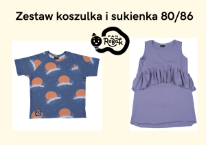 Zestaw koszulka i sukienka fioletowa 80/86 Pan Robak