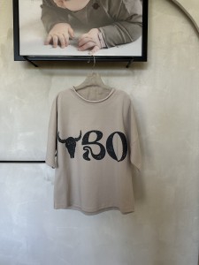 Koszulka bawełniana z krótkim rękawem Tee beżowa 3 Booso 