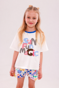 Koszulka bawełniana z krótkim rękawem Sun Fun biała Hey Popinjay