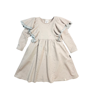 Sukienka z falbankami bawełniana cappucino Aurora Borealis Piudime