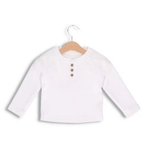 Koszulka z długim rękawem prążek bawełna Biała Henley Jo&Co