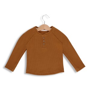 Koszulka z długim rękawem prążek bawełna Cynamon Henley Jo&Co