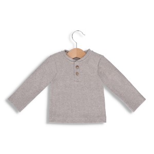 Koszulka z długim rękawem prążek bawełna szary melanż Henley Jo&Co