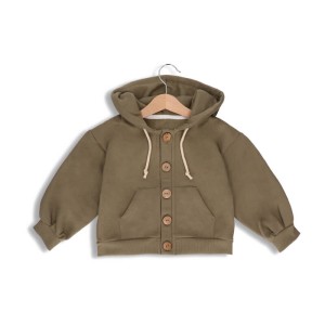 Bluza ocieplana z kapturem zapinana na guziki bawełniana oliwin Jo&Co