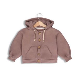 Bluza ocieplana z kapturem zapinana na guziki bawełniana ametyst Jo&Co