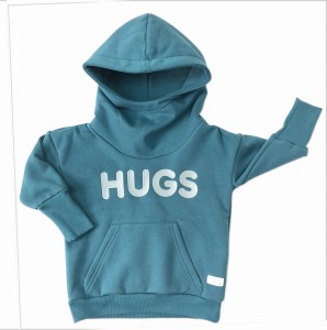 Bluza ocieplana z kapturem bawełniana Hugs morska Rosie&Lou