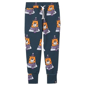 Spodnie bawełniane z kieszeniami miś granatowy Kukukid