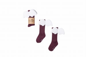 Podkolanówki bawełniane dziecięce aniołki śliwkowe Mama's Feet