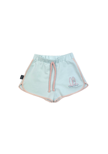 Szorty bawełniane jasnoniebieskie z lamówką Piudime