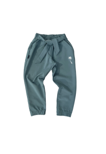 Spodnie bawełniane w kolorze morskim z wiązaniem Piudime 