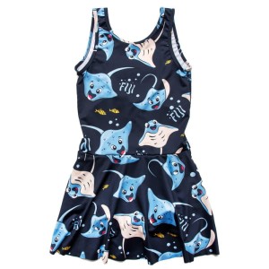 Sukienka kąpielowa Płaszczki Granatowa UPF 50+ Mullido