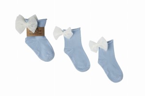 Skarpetki bawełniane z kokardką Flora - Szafirek niebieskie Mama's Feet